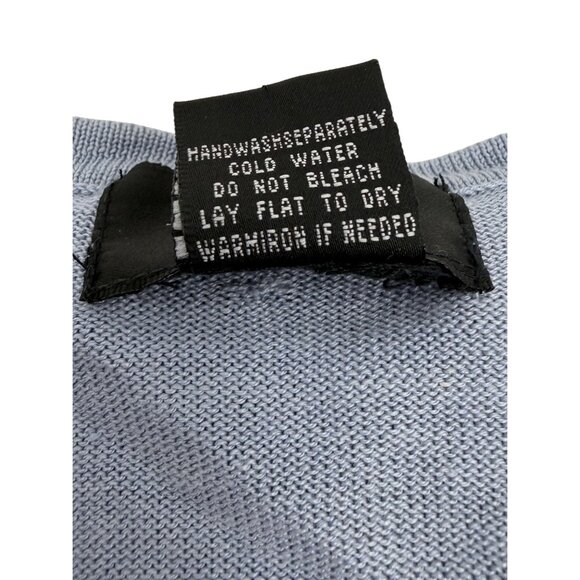 Vtg 90s City Silk Button Up Silk Blend Periwinkle Knit Top | Grandmacore Y2K P/M - Picture 13 of 15